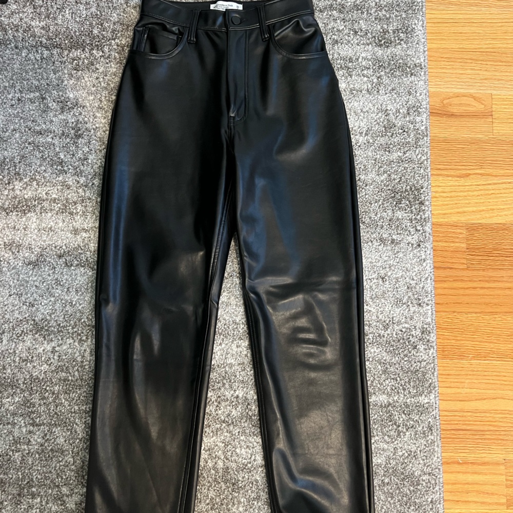 Abercrombie Leather Ankle Straight Leg Pants